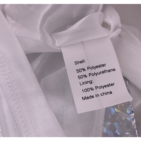 NWT Allegra K Silver Metallic Shiny Holographic Zipper Mini Skirt XL - Picture 8 of 13